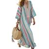 2025 New Women's Casual Long-sleeved V-neck Printed Women's Dress Elegant and Versatile Loose Dress