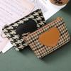 Printing Canvas Coin Purse Pu Leather Short Style Wallet Portable Houndstooth Zipper Purse  Outdoor