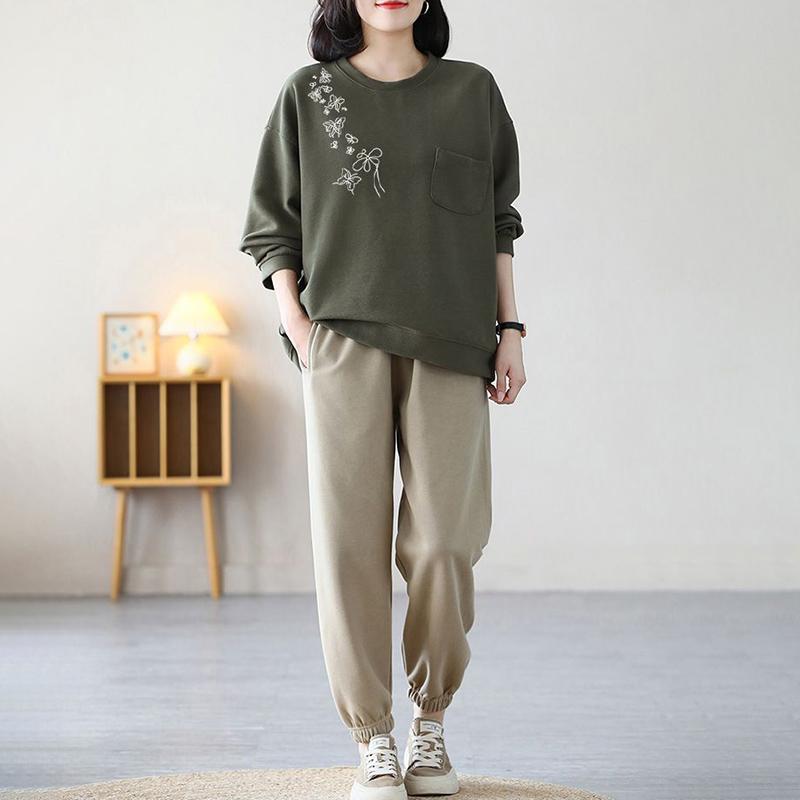 Толстовка для женщин из хлопка, свободная, большого размера, утолщенная, удобная, с круглым вырезом, повседневная, свитшот