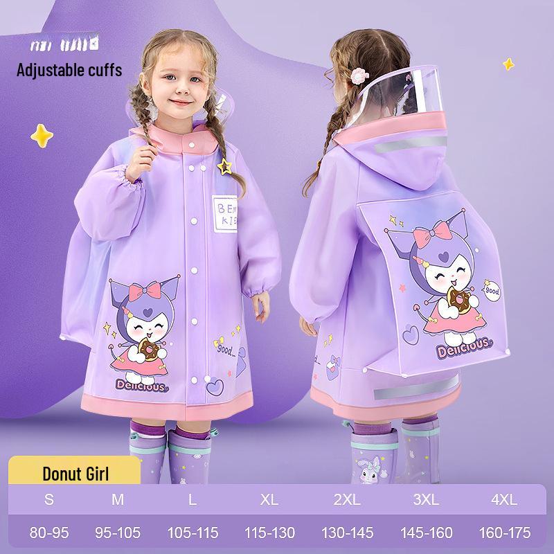 Детский плащ-пончо Bemei из ЭВА - Новый стиль для девочек, с местом для школьного рюкзака, цельный для детского сада и школы