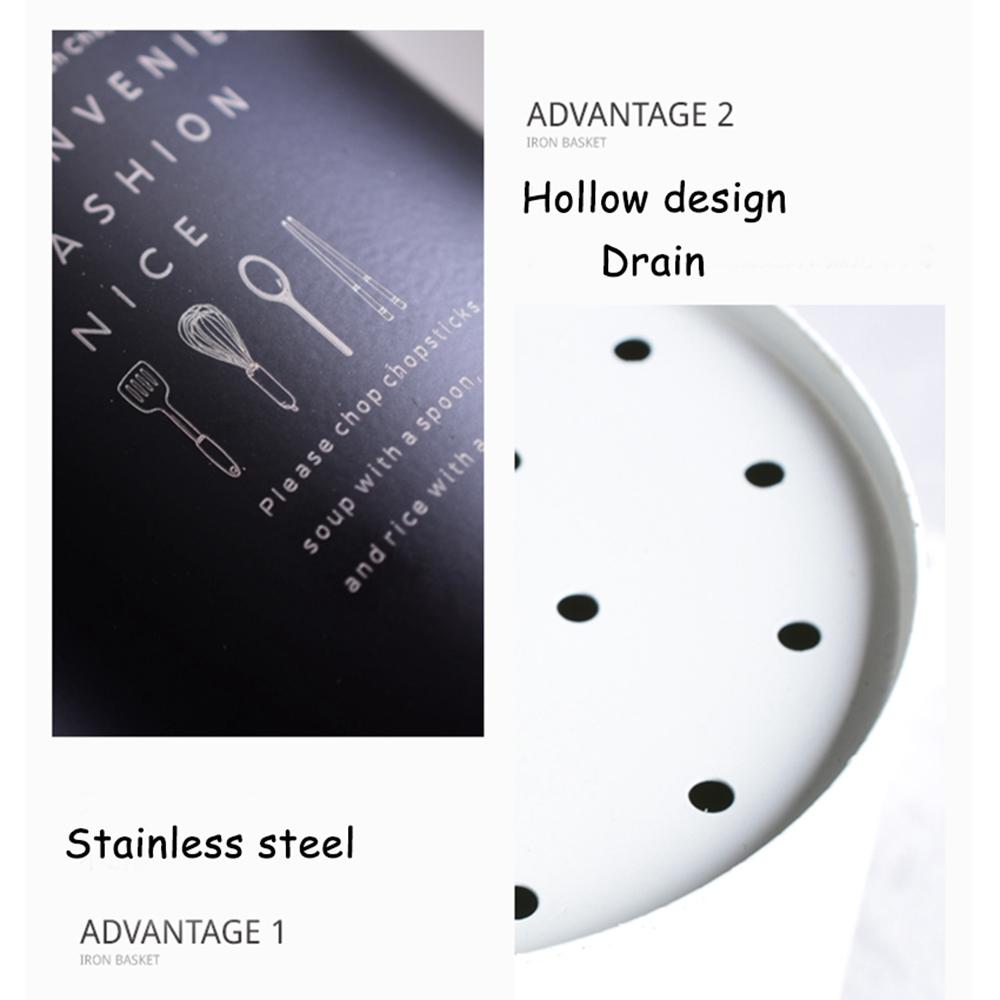 Steel Drying Utensils Holder Tableware Bucket Cutlery Drainer Fork Storage Chopsticks Tube