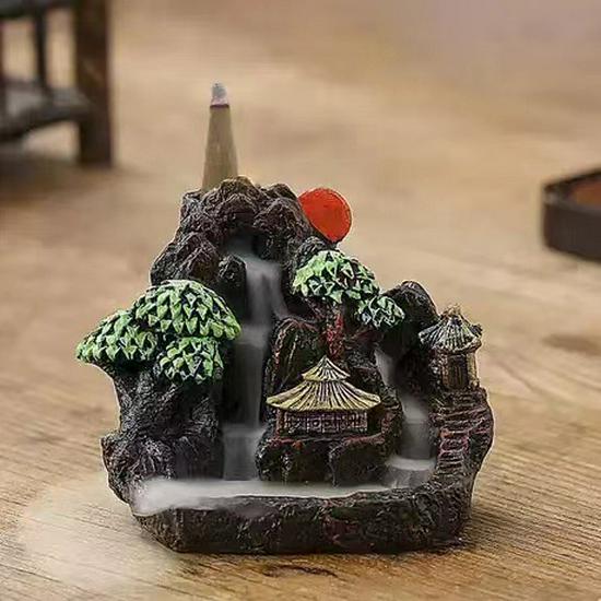 Большая обратная аромалампа из смолы с дизайном гор для декора интерьера дома