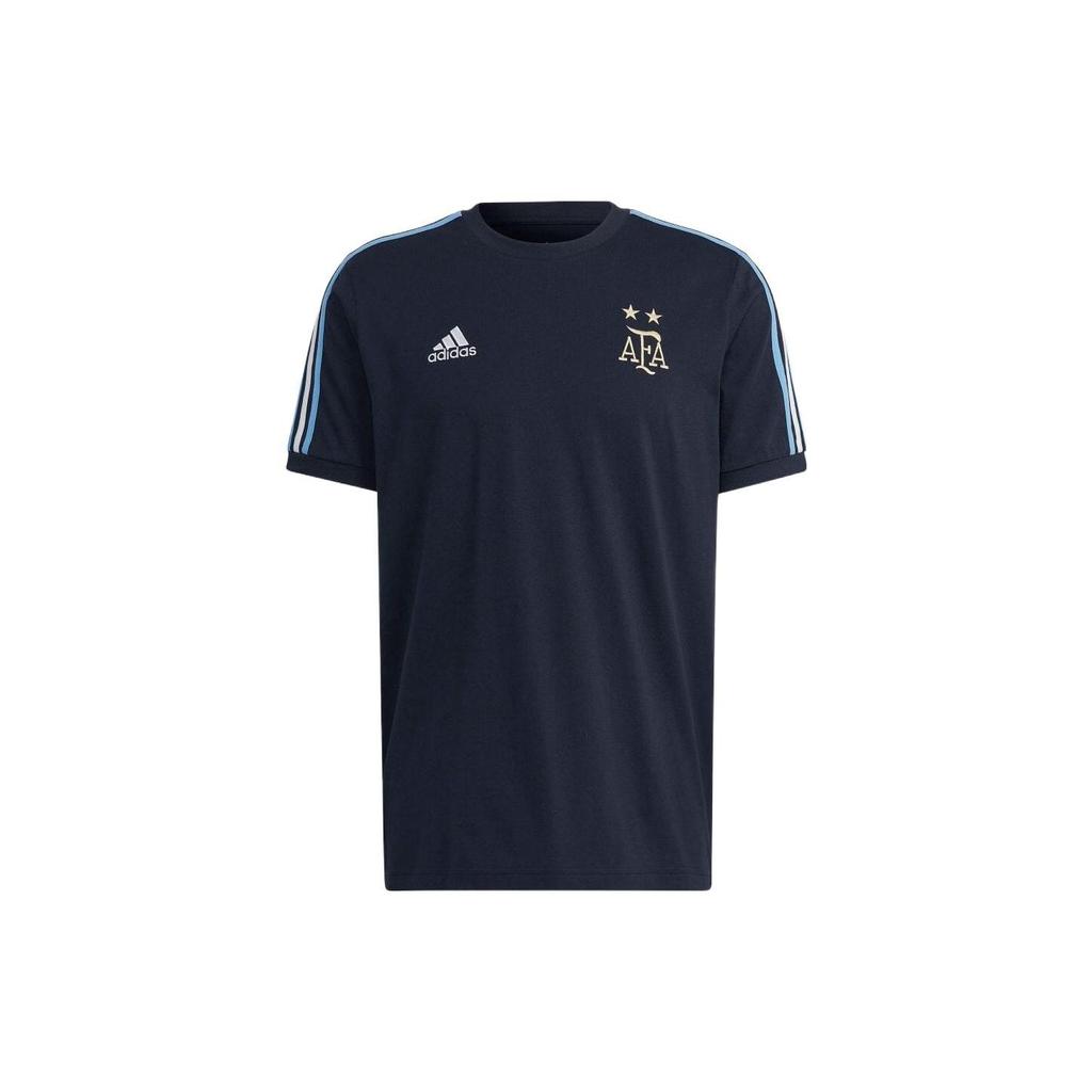 adidas Футболка мужская FW22 с вышитым значком национальной сборной Аргентины и тремя полосками, короткий рукав, черная HF3949