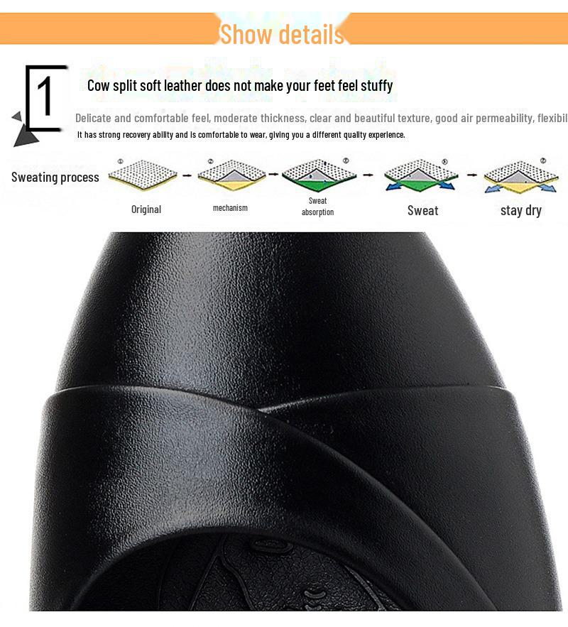 2022 New Soft Leather Mid-Heel Shoes for Women: Comfortable, Soft-Sole Work Shoes for Middle-Aged Mothers