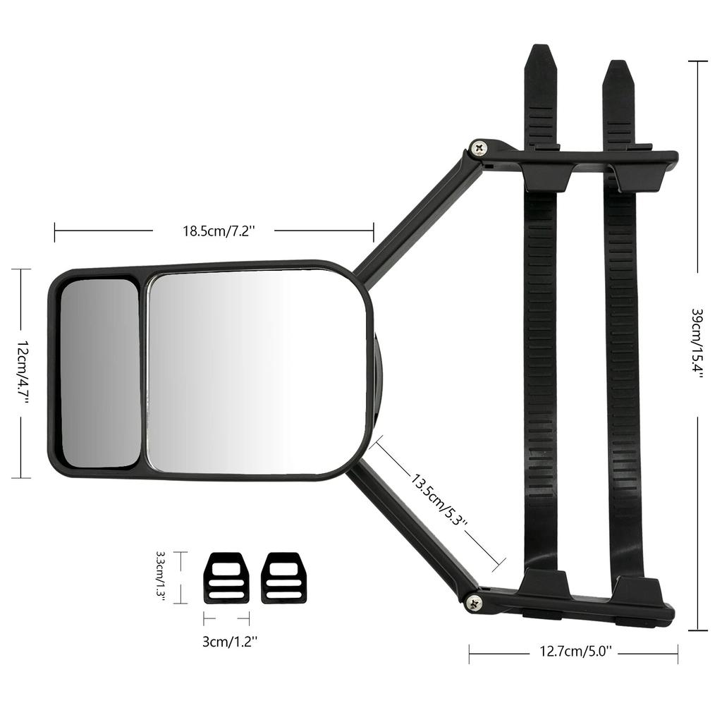 2PCS Universal Towing Mirror Tow Mirror Caravan Trailer Car Rear View Mirror Blind Spot Convex Wide Angel Safe Hauling Extension