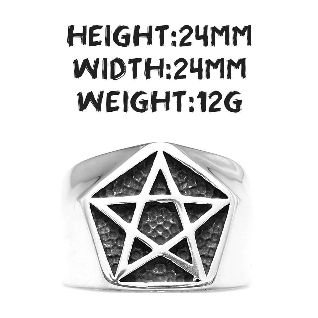 Simple Pentagram Stainless Steel Mens Rings Punk Charm Unique Amulet for Male Boyfriend Biker Jewelry Creativity Gift