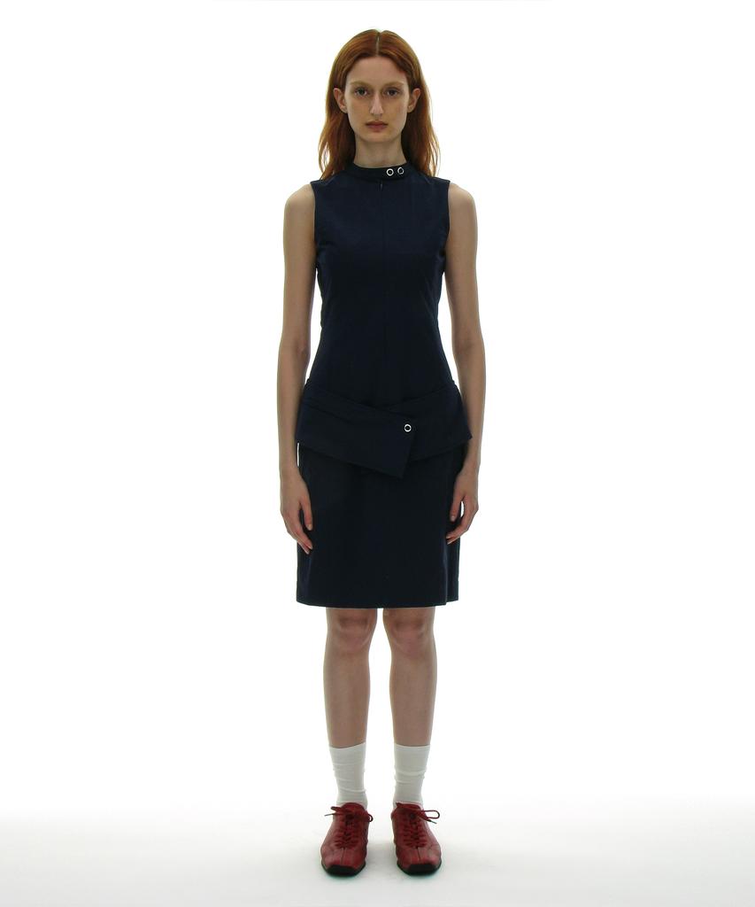 Partimento Woman Minimal Belted Dress_Navy