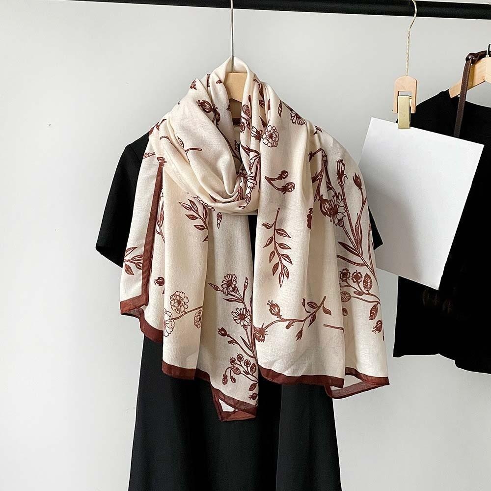 Breathable Women Floral Scarf Long Sunscreen Headscarf Fashion Thin Large Shawl Gift