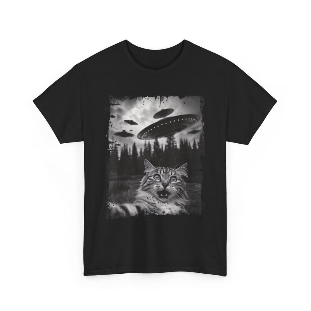 Cat Selfie UFO Tee Funny Alien Cat Shirt Kitty Lover Gift Unisex Graphic Tee Unisex T-Shirt