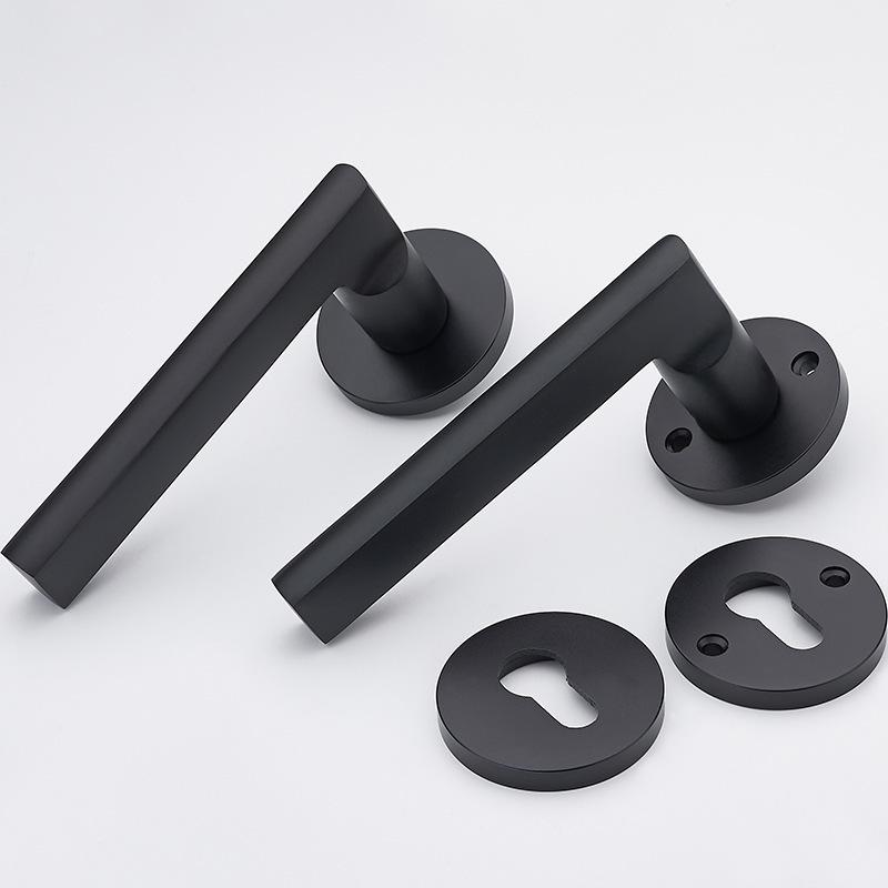 Split Silent Door Lock Door Hardware Black Space Aluminum Door Handle Interior / Bedroom Door Lock