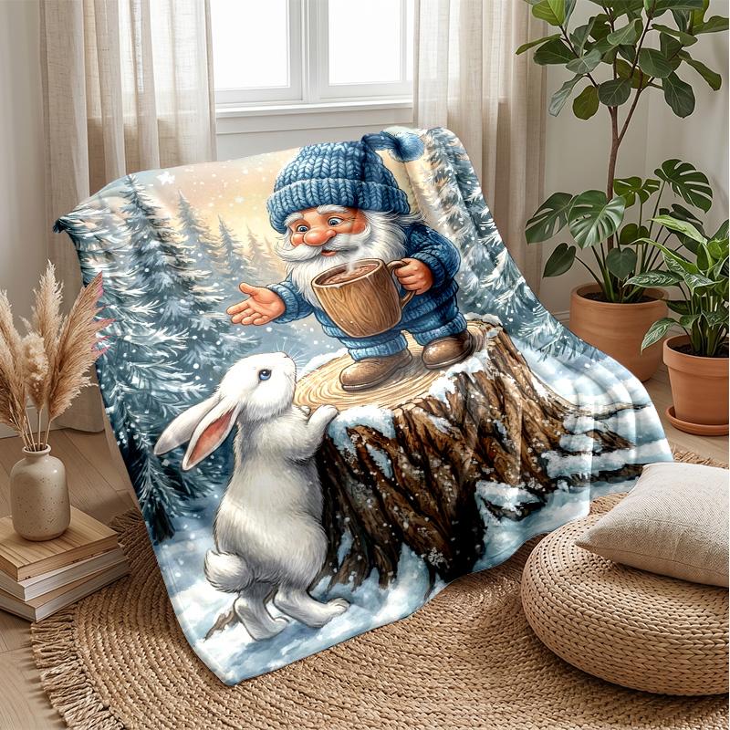 Rainbow Fantasy Gnomes Theme blanket Lightweight Warm Flannel Blanket Decorative Throw Blanket for Home Decoration