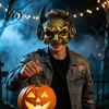 Creepy Fangs Face Shield Halloween Devil Masque, Scary Half Demon Masque with Comfortable Fit Cosplay Gear Horns for Costume, Masquerade Party,