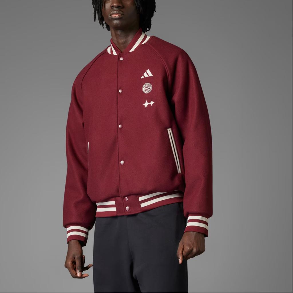 Adidas X Коллаборация BSTN X Коллаборация FC Bayern SS25 Удобная Простая Модная Куртка с Воротником Бейсбол Унисекс Куртка Коричневая JF0583