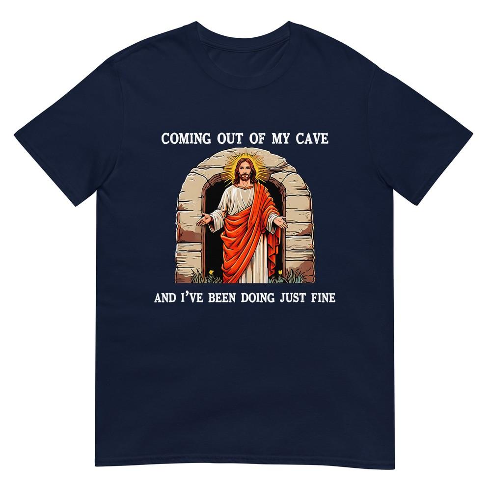 Funny Easter Jesus Coming Out Of My Cave Retro Humor Easter TShirt