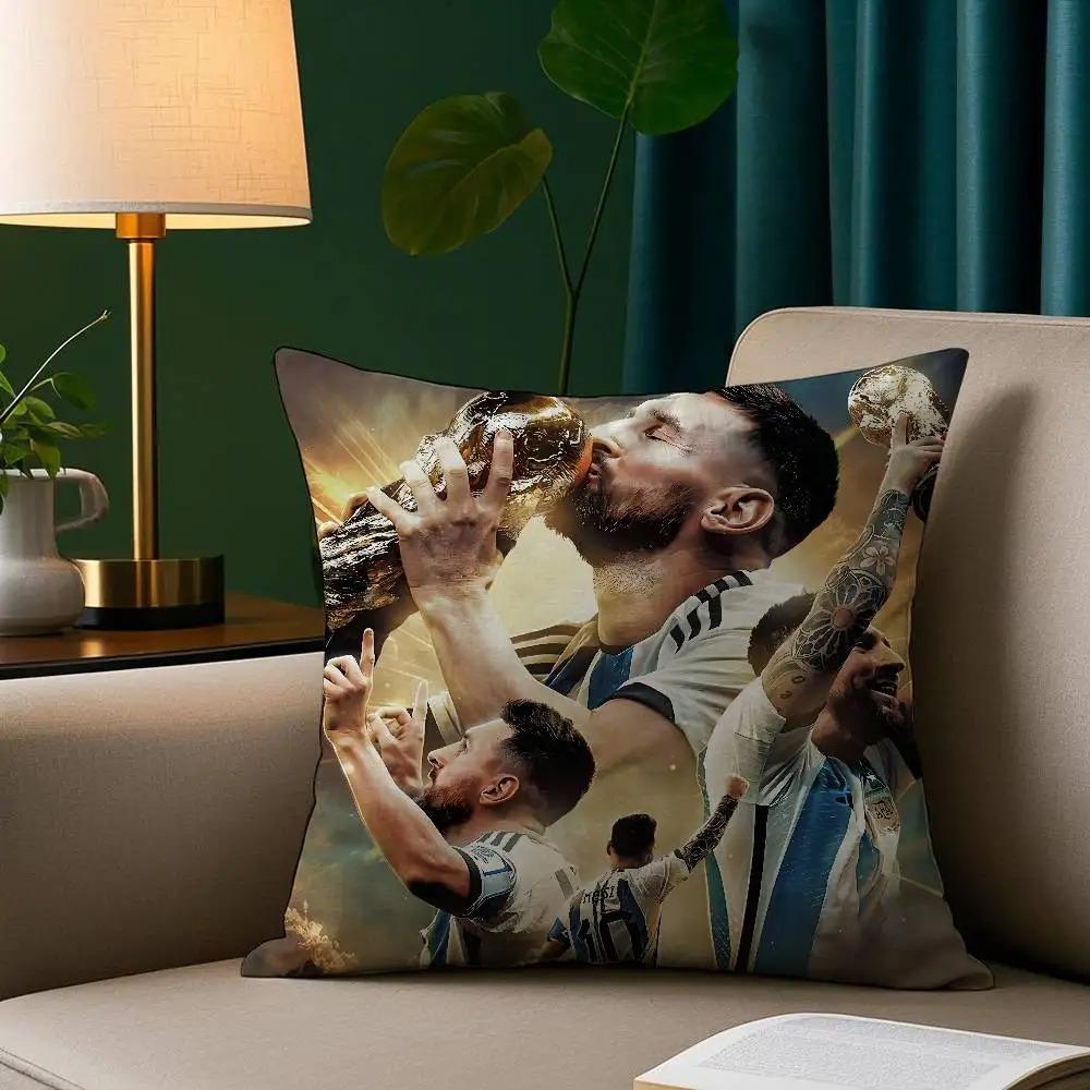 Footballer MMMessiS Pillow Case Short Plush Print Cushion Cover Square Throw Pillow Covers Sofa Home Decor