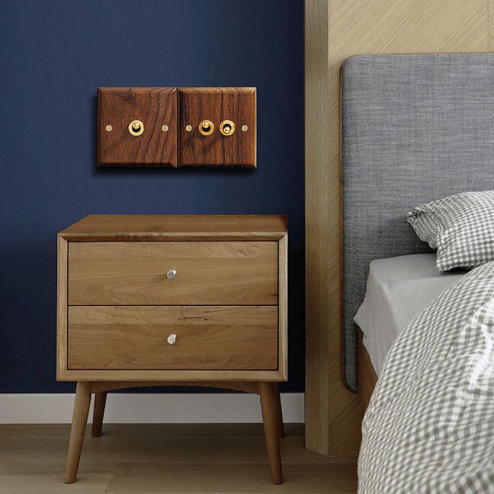 Ретро Черный Орех Дерево Домашний Тумблер Выключатель света Латунный рычаг 86мм