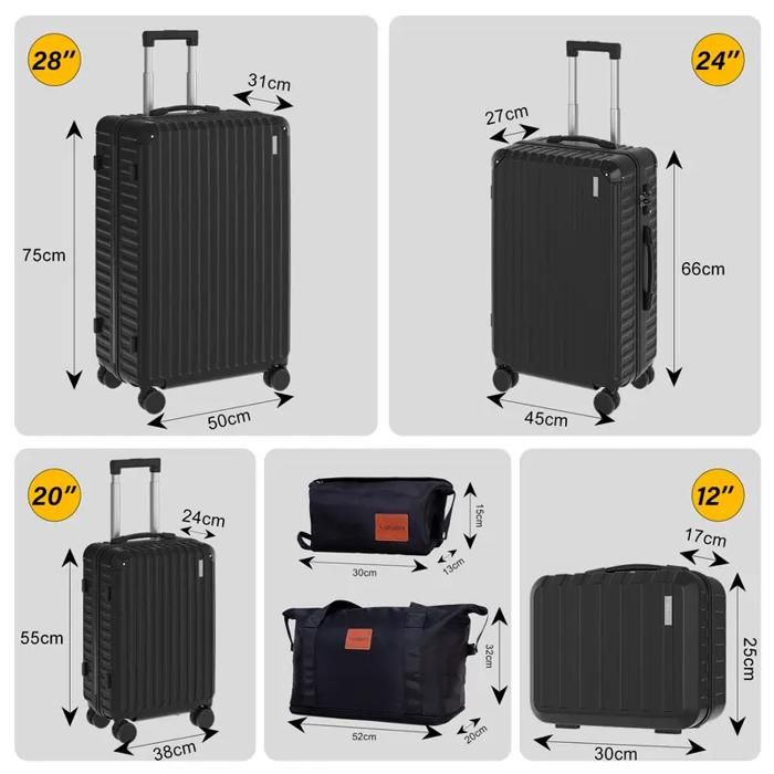 Set de Valises - 6 PCS - Rigide - Imperméable - 4 Roulettes 360°
