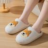Lucyever Cute Dog Embroidery Slippers Women Fashion Pattern Warm Plush Home Shoes Woman 2024 Winter Non Slip Soft Cotton Slipper