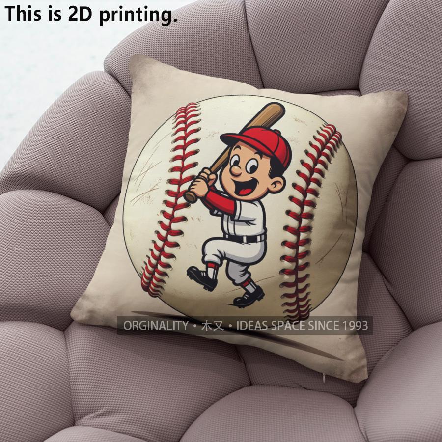 Vintage Baseball Player Decorative Throw Pillow Covers Pattern Cushion Cover Suitable for Sofa Bedroom Car Pillow Cover