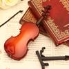 Набор мини-моделей скрипок Деревянная миниатюрная скрипка со стойкой, чехол для кукольных домиков Аксессуар Домашний декор Дисплей Украшение