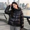 Black gold down jacket women's short Korean version women's winter clothing hooded duck down Pinghu high charging capacity