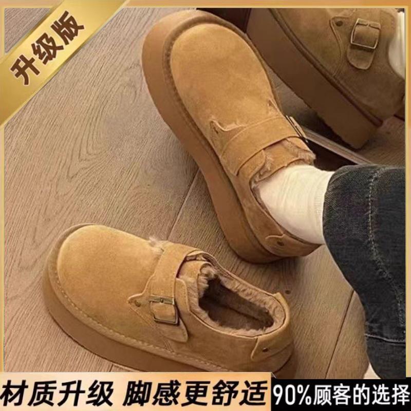 Снежные ботинки на толстой подошве зимние новые бархатные теплые Birkenstocks пушистые ботинки хлопковые ботинки
