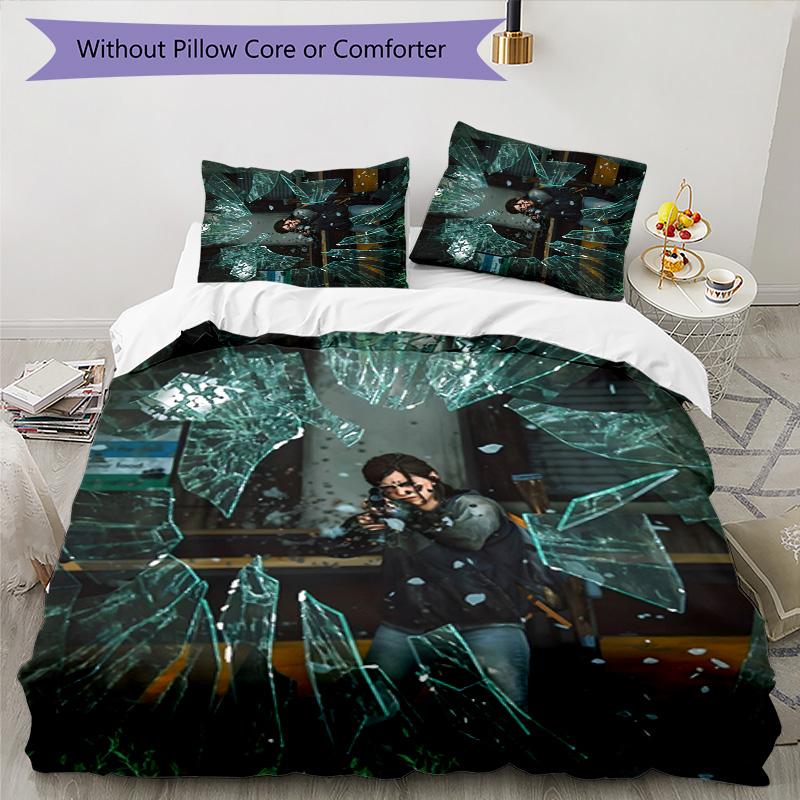 The Lost Of Us 3pcs Bedding Set Duvet Cover Closure Includes 1 Duvet Cover & 2 Pillowcases for All Seasons Bedroom Home Dorm Decor
