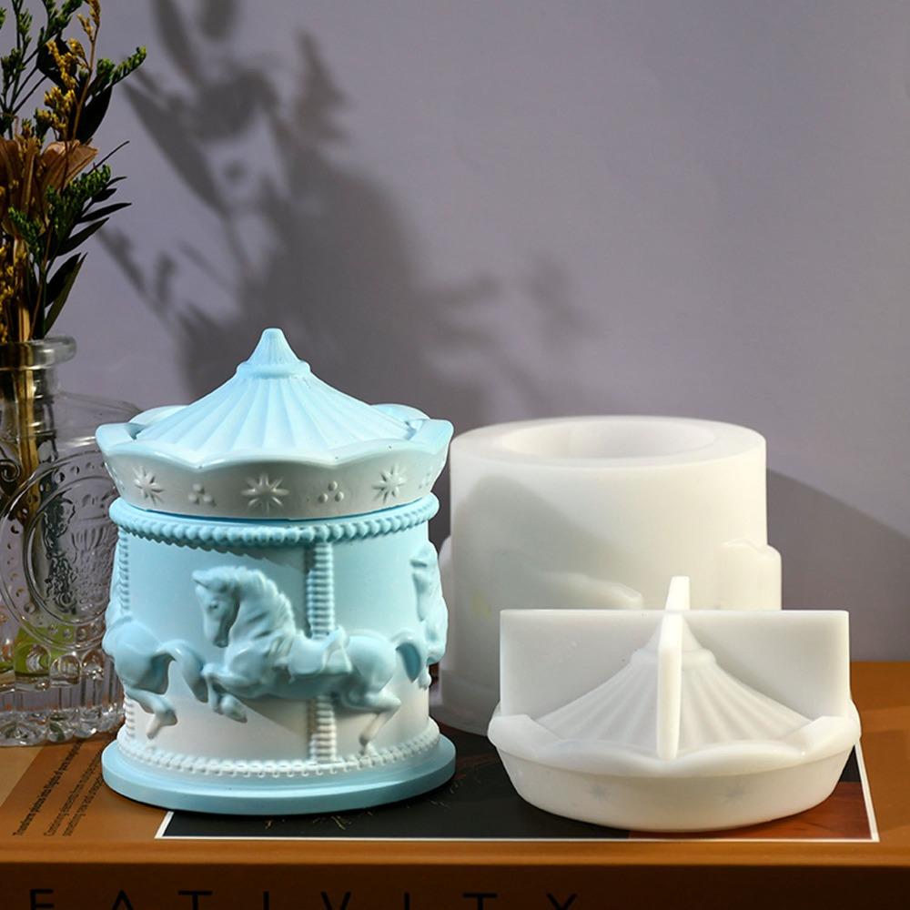 Прочная 3D форма для хранения в виде карусели, форма для DIY поделок, форма для карусели ручной работы из силикона, элегантные формы для подсвечников, подарки для праздничной вечеринки