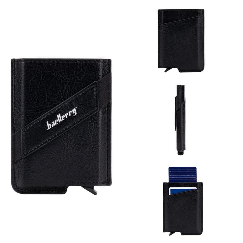 Baellerry Men RFID Wallet Aluminum Anti Theft Mini Card Holder Fashion Money Bag Vintage Design Business Purse Wallets