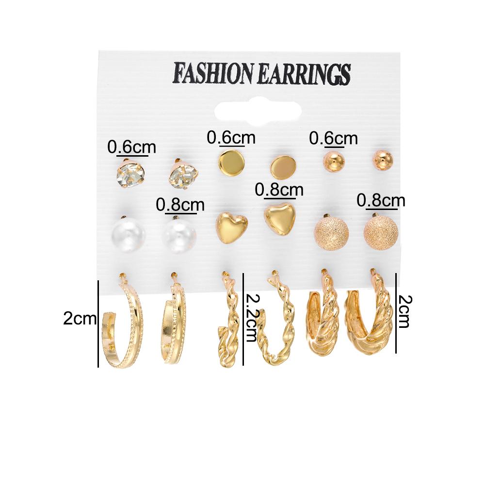 Модный комплект серег-кольцев для женщин, элегантные серьги-гвоздики в стиле ретро с геометрическим узором, ювелирные аксессуары