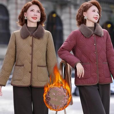 Женская мода для среднего и пожилого возраста с лацканами, одежда для мамы, модная куртка, легкая стеганая куртка, короткая стеганая куртка, стеганая куртка, все сочетается