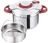 Скороварка Tefal объемом 6 л для 4–6 человек, совместимая с газовым огнем IH, простая в использовании, гарантия 10 лет, Minute Easy Ruby P4620769, открывающаяся/закрывающаяся, «Crypso Red»