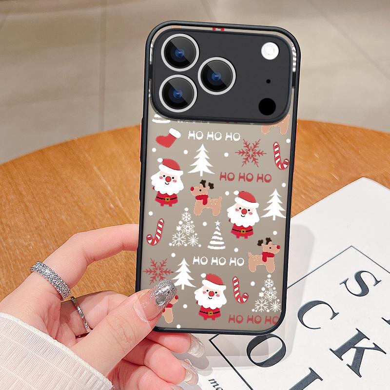 Мультяшный Чехол для Телефона Рождественская Елка Дед Мороз для iPhone 17 Pro Max Funda iPhone 16 Pro Max 13 15 14 Air 16e Матовый ТПУ Чехол Подарок
