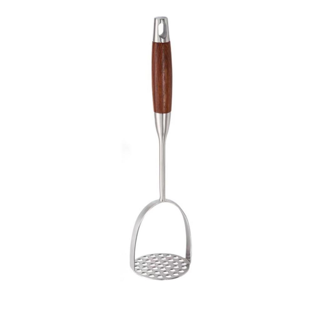 Wood Handle Stainless Steel Potato Masher Manual Rust-proof Pumpkin Crusher Corrosion-resistant Professional