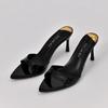 Fashion Summer 2025 New Pointed High Heels with Thin Heels Half Slippers Women's Lacquer Leather Bare Color Versatile Simple Sandals