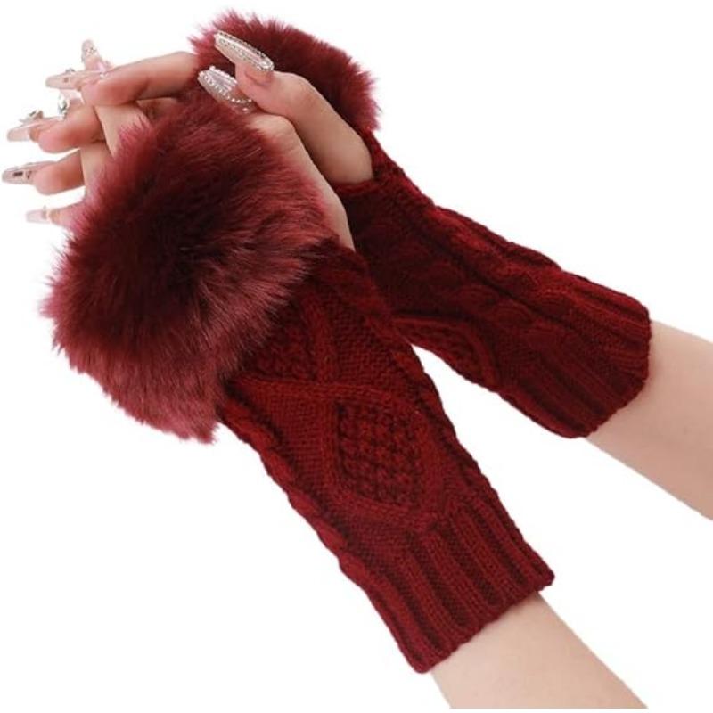 Утеплители для рук, перчатки без пальцев с отверстием для большого пальца, вязаные варежки, зимний подарок, теплые перчатки для женщин