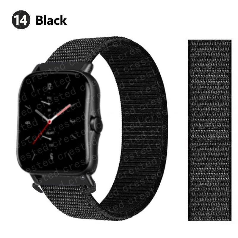 Нейлоновый ремешок 20 мм/22 мм для Amazfit GTS/2/2e/GTS2 Mini/GTR 42 мм/47 мм/GTR2/2e/stratos 2/3, спортивный ремень с петлей, браслет, ремешок Amazfit bip