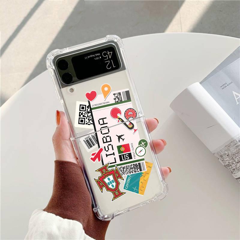 Чехол для телефона Samsung Galaxy Z Flip 3 4 5G Z Flip4 Z Flip5 с дизайном авиабилета New York Los Angeles, защитный чехол