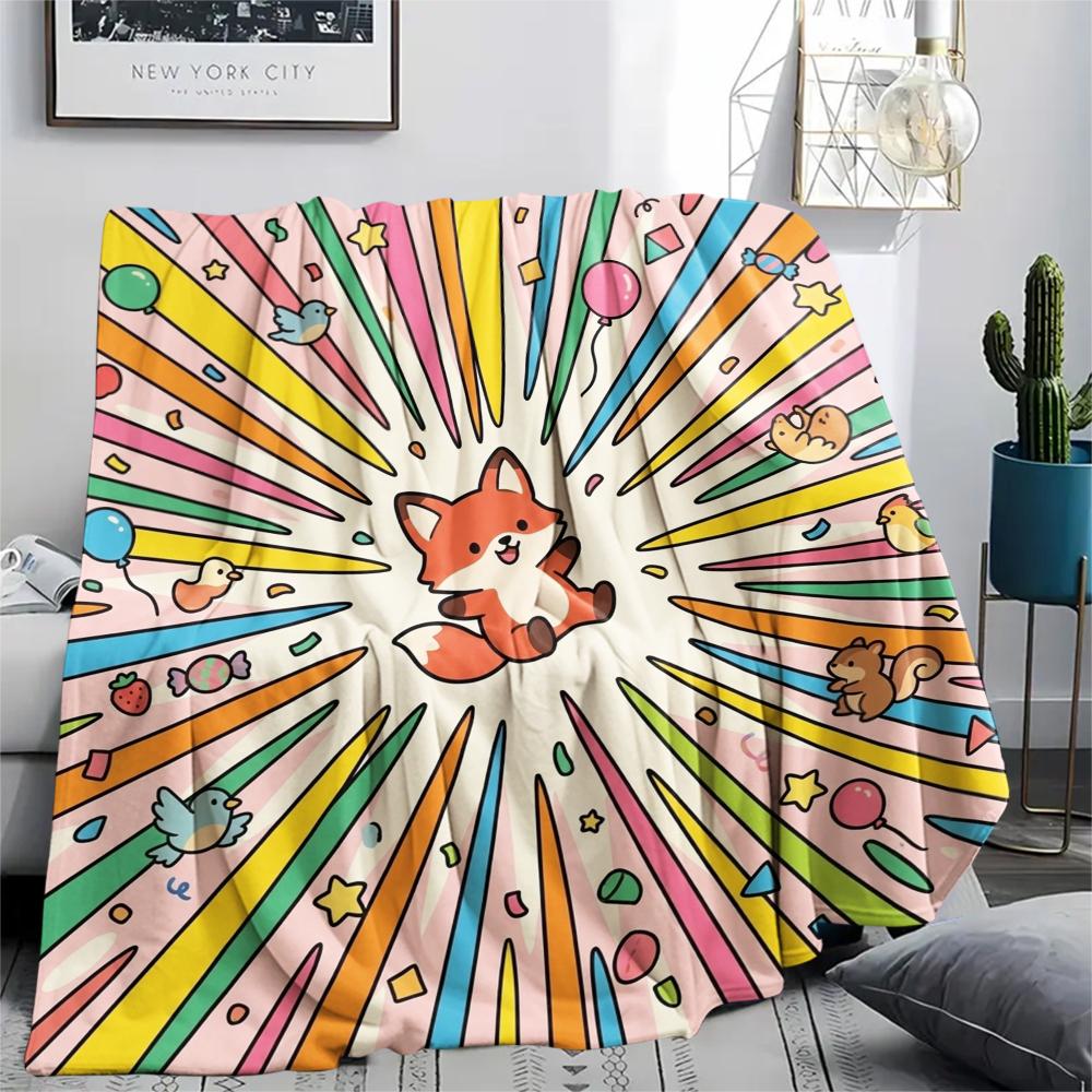 1Pc Cute Cartoon Print Flannel Blanket, High quality Comfortable for All Seasons, Home Decor, Warmth and Comfort, Perfect for Christmas Gifts W51