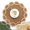 Woven Placemat Heat Insulation Non-Slip Table Mat Retro Petal Shape Dining Mat