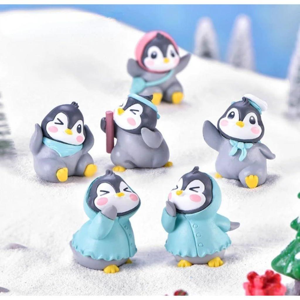6 Pcs Penguin Miniature Decor Items Set For Unique Gift,Home,Living Room,Office,Restaurant Decor,Military Showpiece,Perfect Valentine Decoration Items