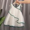 Платье для девочек, темпераментный Cheongsam, сетчатая юбка принцессы, детский жилет в китайском стиле, юбка трапециевидной формы без рукавов с круглым вырезом