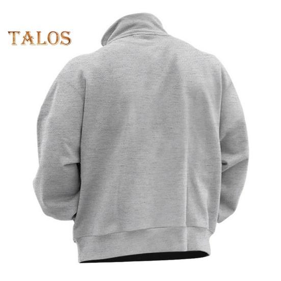 Fall Winter Men Sweatshirt Half Zipper Stand Collar Loose Solid Color Thick Plush Elastic Cuff Pullover Casual Holiday Sport Top