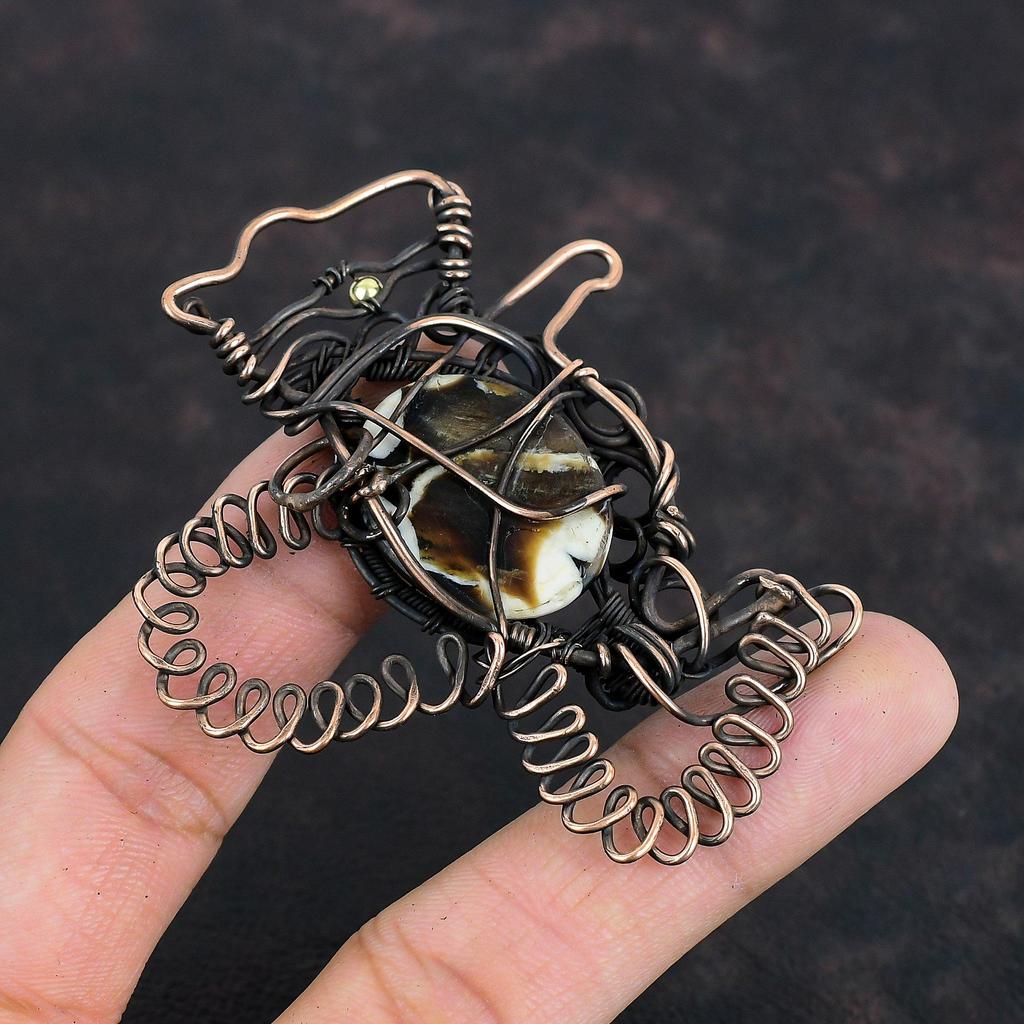 Кулон из яшмы «Арахисовое дерево», обмотанный медной проволокой, кулон в виде кролика, украшения из самоцвета яшмы «Арахисовое дерево», кулон ручной работы, медные украшения для подарков