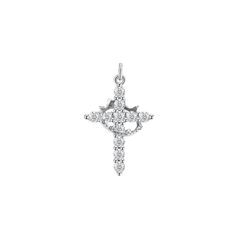 Золоченая 14K цепочка с крестом-короной и бриллиантами для женщин