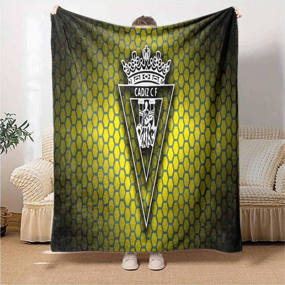 Cadiz Cf Badge Design Flannel Blanket, Soft Polyester, Modern Design, All-Season for Camping, Travel, Gifts for holidays or birthdays