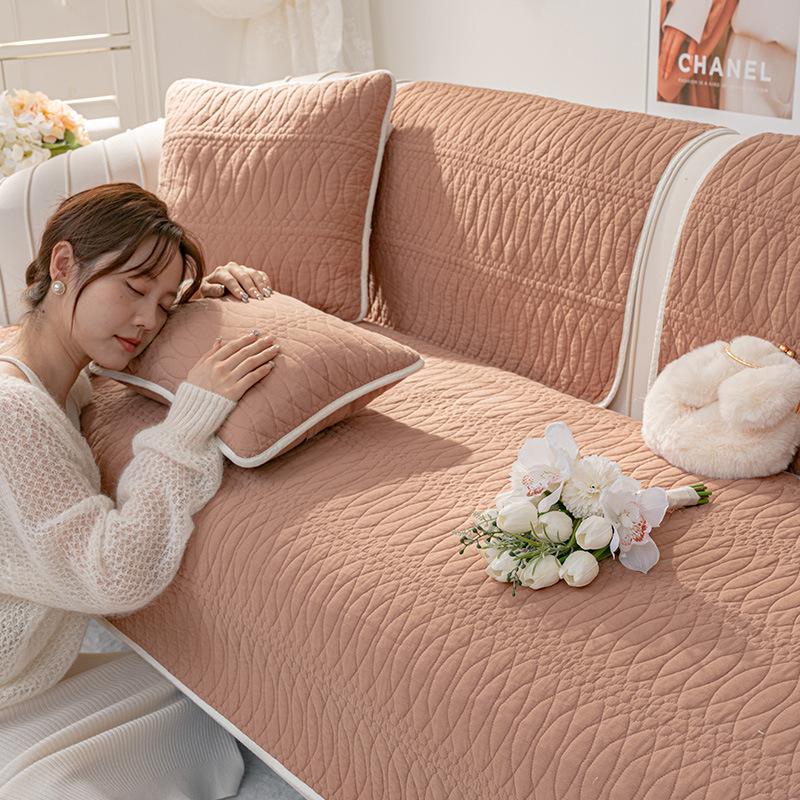 Cotton Sofa Cushion Universal In All Seasons New Non-Slip Fabric Simple Modern High-End Living Room Backrest Towel Cover Cloth