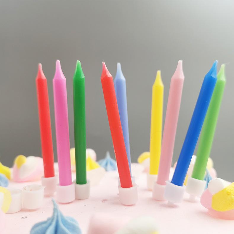 Colorful Jelly Color Long Pole, Bright Pole, Colorful Birthday Cake, Small Candle, Children's Macaron Party Milk Green