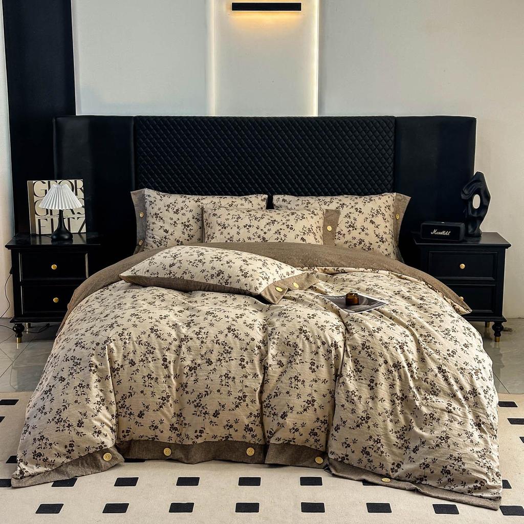 Retro Linen Cotton Brushed Double Bedding Set