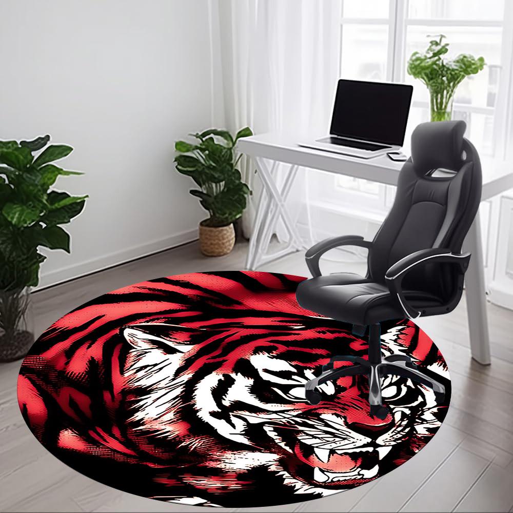 1pc Tiger Print Chair Carpet for Office, Soft Flannel Throw Mat, Perfect for Office,Holiday Party Decoration Choice yy251113090